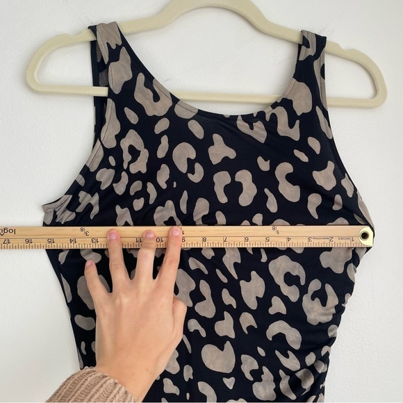 JAYGODFREY leopard animal print silk mini dress zipper back black 6 mob wife - Picture 11 of 13